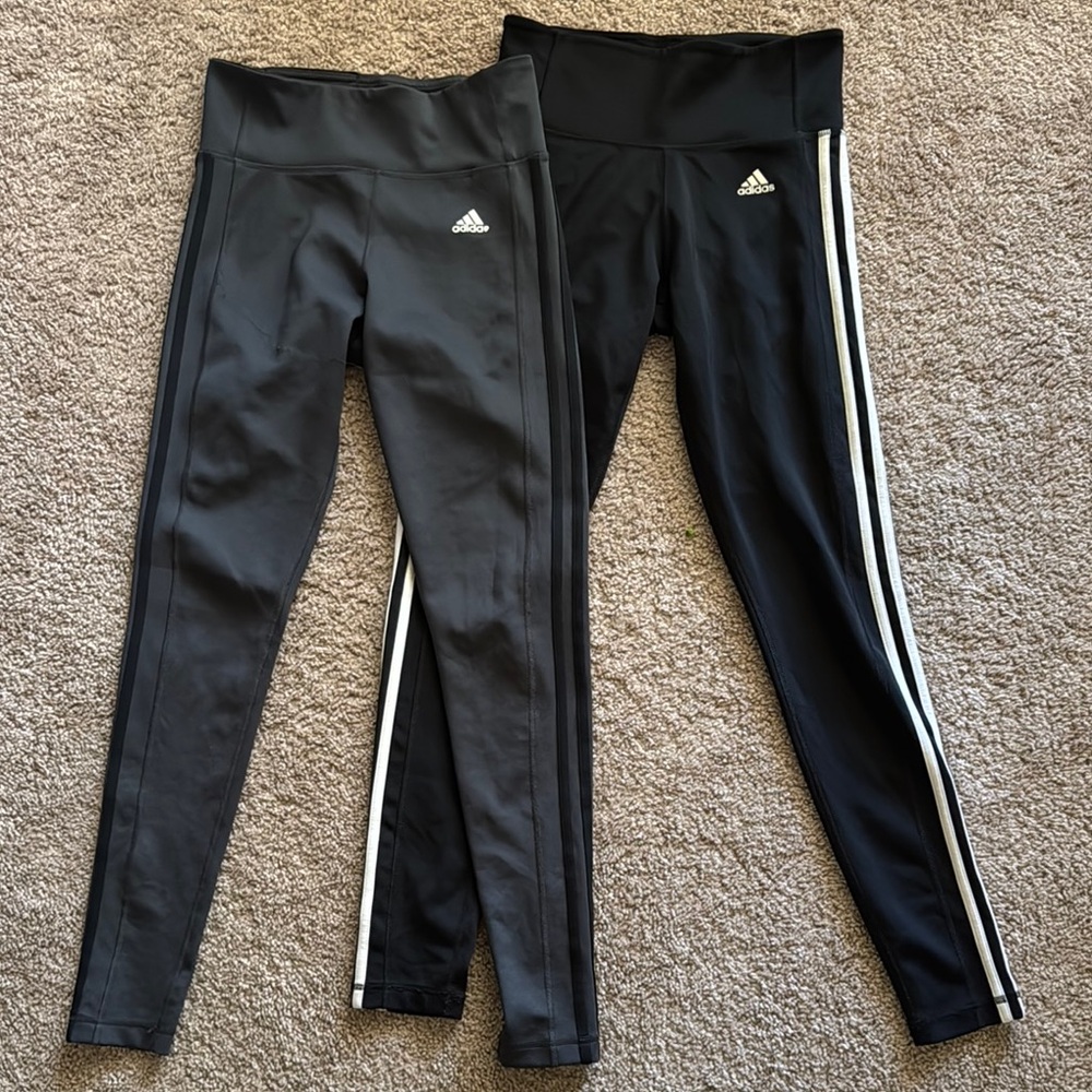 Adidas Black Leggings with Sporty Three-Stripe Design